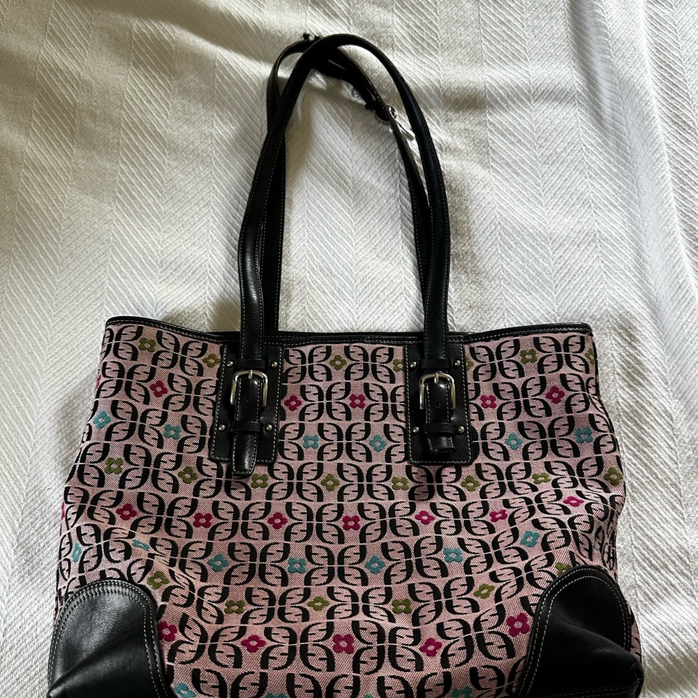 Fossil Black and Pink Tote Bag
